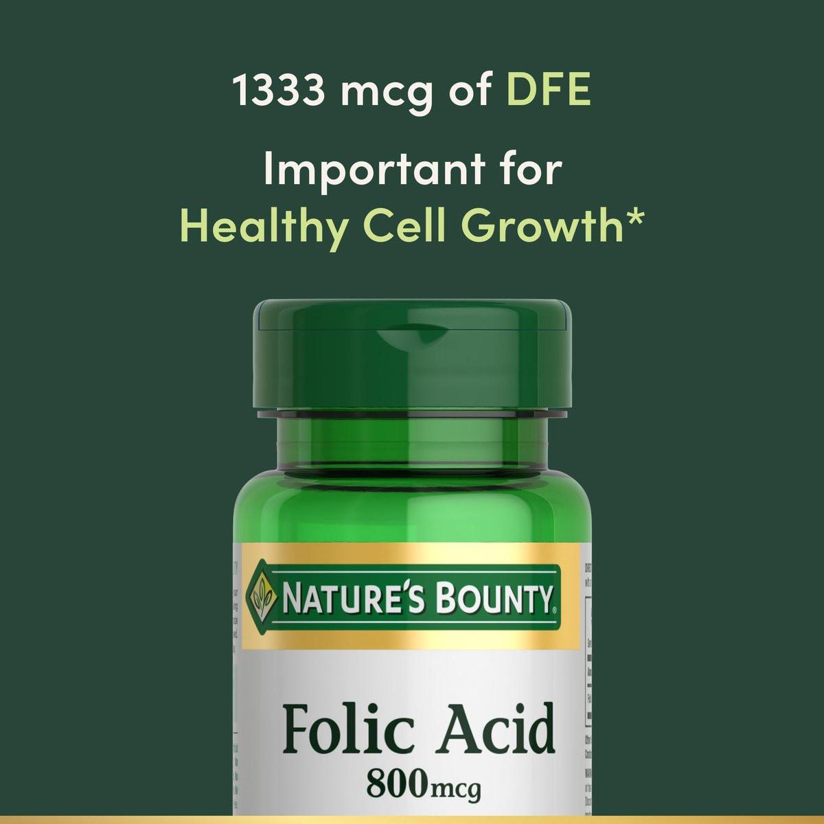 Nature's Bounty Folsäure 800 mcg – 250 Tabletten für die Herz-Kreislauf-Gesundheit