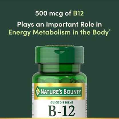 Nature's Bounty B-12 Schnell lösliche Tabletten 500 mcg, 300 Tabletten (3 x 100 Stück)