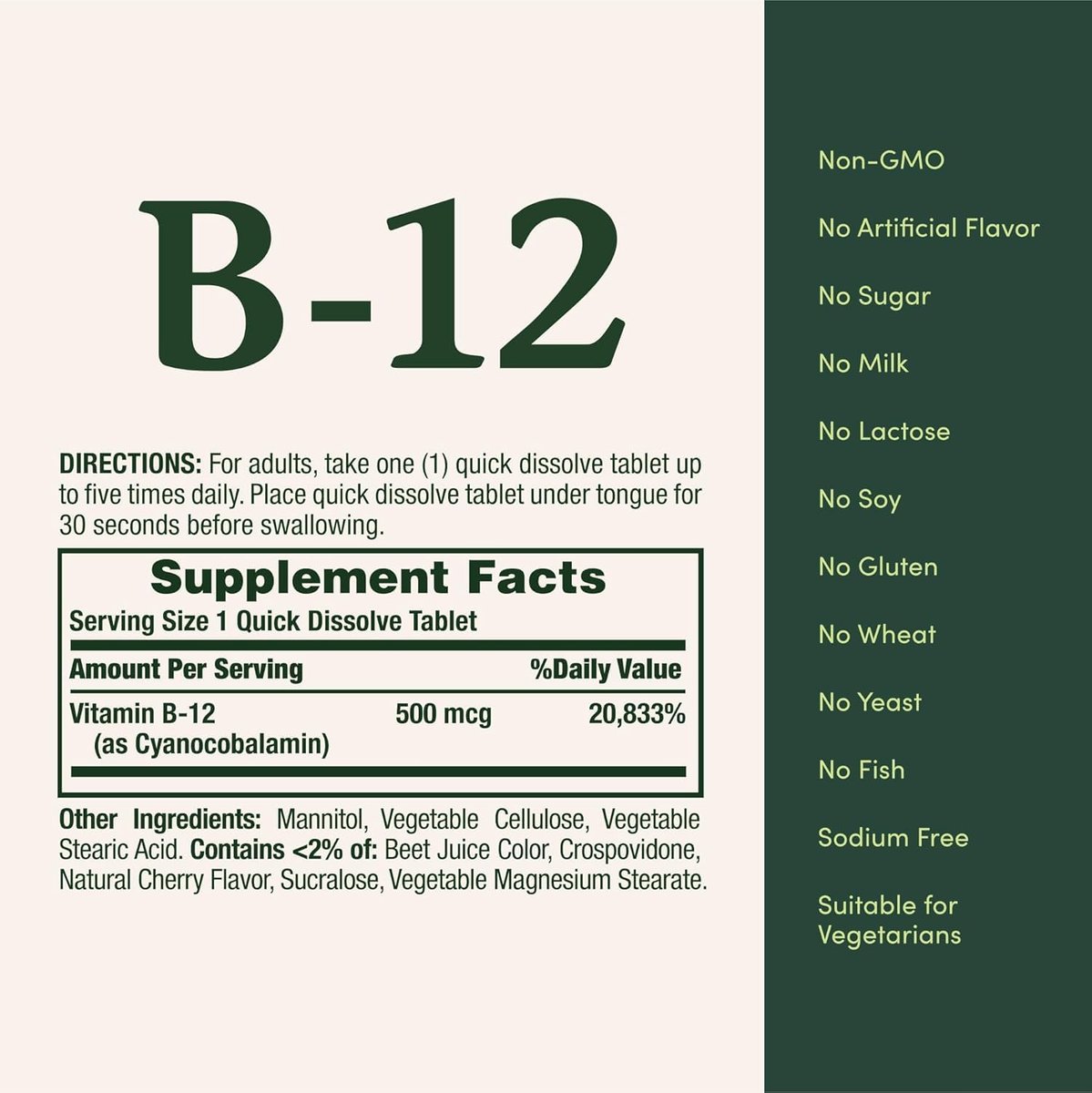 Nature's Bounty Vitamin B-12 500 µg, 100 Tabletten – Unterstützt Energie & Nervensystem