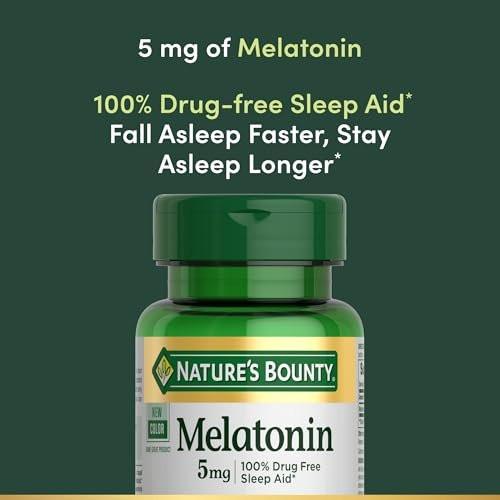 Nature's Bounty Melatonin 5 mg, 90 Softgels – 100% Arzneimittelfreies Schlafmittel, Nahrungsergänzungsmittel zur Förderung von Entspannung und gesundem Schlaf