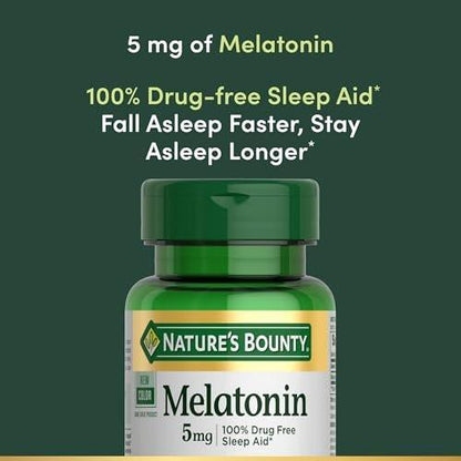Nature's Bounty Melatonin 5 mg, 90 Softgels – 100% Arzneimittelfreies Schlafmittel, Nahrungsergänzungsmittel zur Förderung von Entspannung und gesundem Schlaf