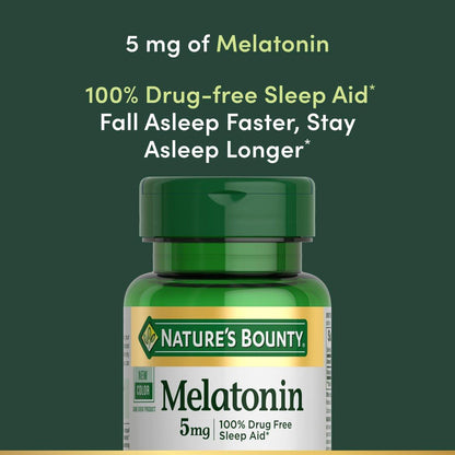 Nature's Bounty Melatonin 5 mg, 90 Softgels – 100% Arzneimittelfreies Schlafmittel, Nahrungsergänzungsmittel zur Förderung von Entspannung und gesundem Schlaf
