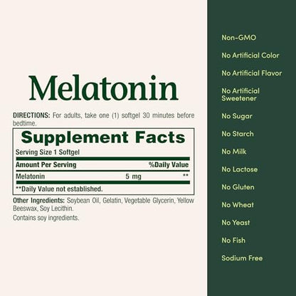 Nature's Bounty Melatonin 10mg, 60 Kapseln (2er Pack) – Fördert Entspannung und gesunden Schlaf