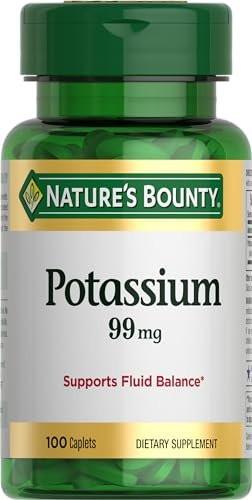 Nature's Bounty Kalium 99 mg – Unterstützt Flüssigkeitshaushalt & Muskelfunktion, Kaliumgluconat Nahrungsergänzungsmittel, Glutenfrei, 1 Tablette täglich, 100 vegane Kapseln