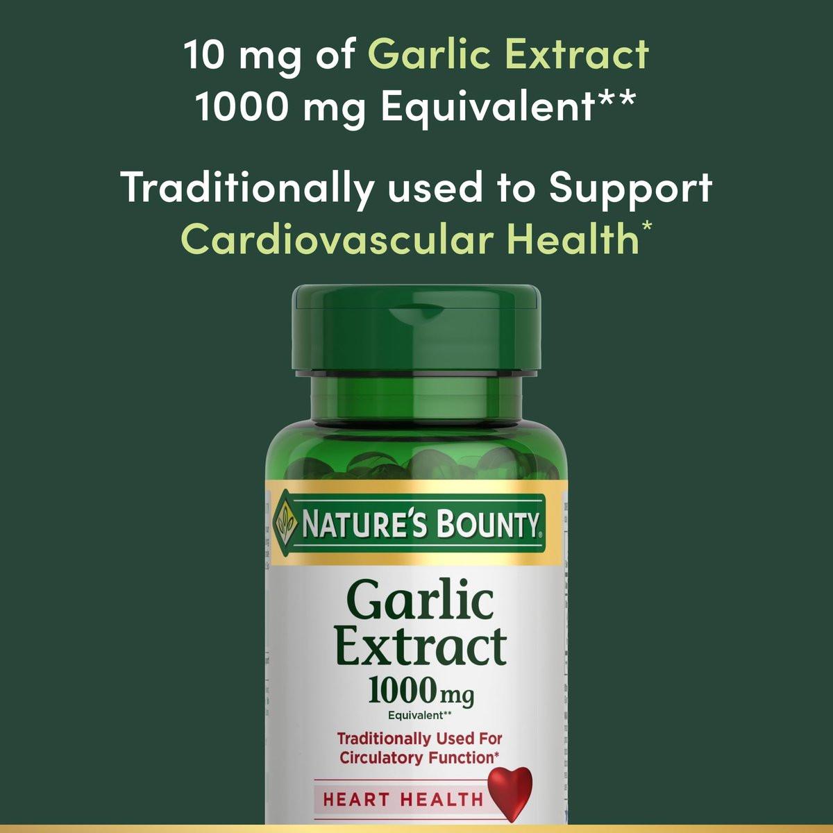 Nature's Bounty Knoblauchextrakt, Nahrungsergänzungsmittel, unterstützt die Kreislauffunktion, 1000 mg, 100 Rapid Release Weichkapseln