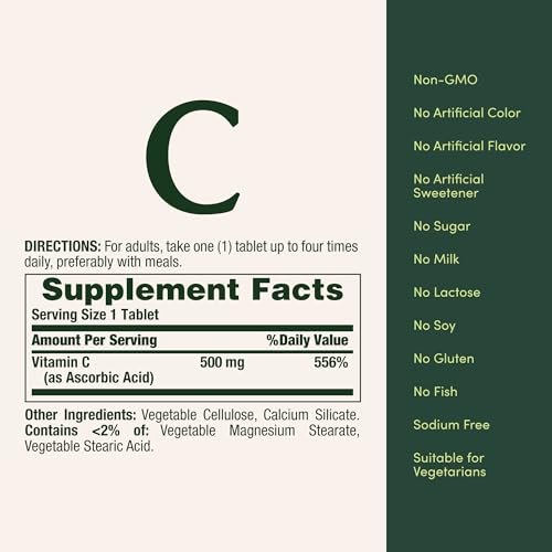 Nature's Bounty Vitamin C Tabletten 500 mg, 100 Stück – Immunsystem Unterstützung