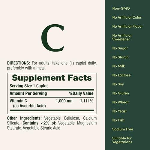 Nature's Bounty Vitamin C 1000 mg – Immunstärkung & Antioxidans, 100 Kapseln