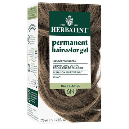 Herbatint Dauerhafte Haarfarbe für Frauen - 6N Dunkelblond - Bis zu 100% Grauabdeckung bei resistentem grauem Haar - Ammoniakfrei, Alkoholfrei & Vegan - Vom Salon inspirierte Haarfarbe 170 ml