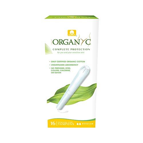 Organyc 100% Bio-Baumwoll-Tampons mit Karton-Applikator, chlorfrei, parfümfrei, ohne Chemikalien, Regular, 16 Stück