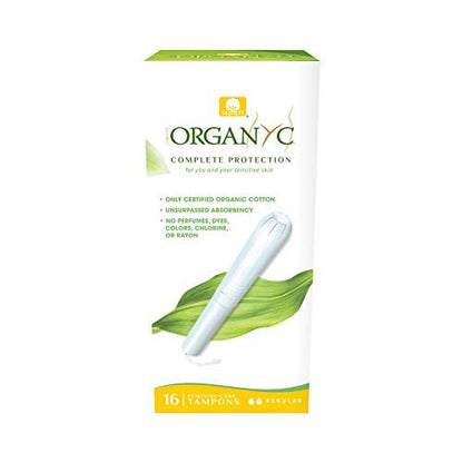 Organyc 100% Bio-Baumwoll-Tampons mit Karton-Applikator, chlorfrei, parfümfrei, ohne Chemikalien, Regular, 16 Stück