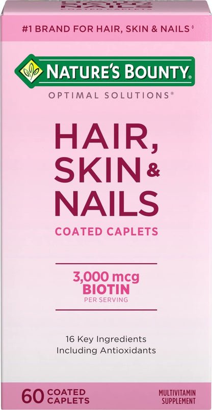Nature's Bounty Optimal Solutions Haar, Haut & Nägel Formel mit 3.000 mcg Biotin – 60 überzogene Tabletten