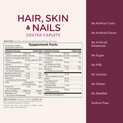 Nature's Bounty Optimal Solutions Haar, Haut & Nägel Formel mit 3.000 mcg Biotin – 60 überzogene Tabletten
