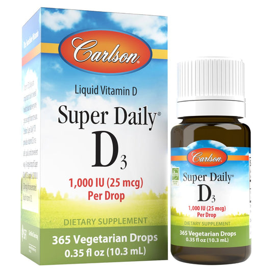 Carlson Super Daily D3 Vitamin-D-Tropfen, 1.000 IE (25 µg) pro Tropfen, 365 Tropfen, Jahresvorrat, unflavored, flüssig