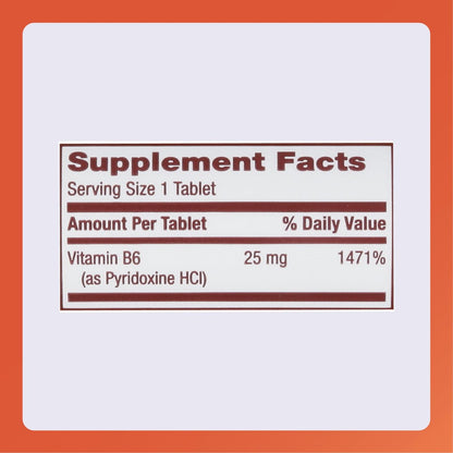 Rugby Vitamin B-6 Tabletten - 25 mg Vitamin B6 - Nahrungsergänzungsmittel - 100 Stück (1 Packung)
