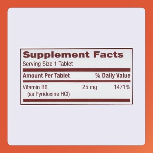 Rugby Vitamin B-6 Tabletten - 25 mg Vitamin B6 - Nahrungsergänzungsmittel - 100 Stück (1 Packung)