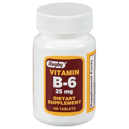 Rugby Vitamin B-6 Tabletten - 25 mg Vitamin B6 - Nahrungsergänzungsmittel - 100 Stück (1 Packung)