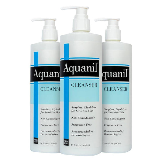 Aquanil Reinigungsmittel – Lipidfreier, sanfter Reiniger für empfindliche Haut, nicht komedogen, seifenfrei, mit 7 Inhaltsstoffen, parfümfrei – 3er-Pack, 16 Fl. Oz.