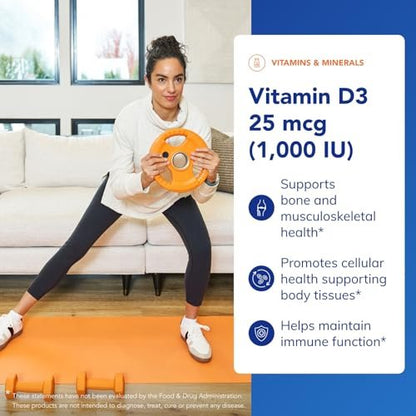 Pure Encapsulations Vitamin D3 25 mcg (1.000 IE) – Nahrungsergänzungsmittel für Knochen-, Gelenk-, Brust-, Herz-, Darm- und Immununterstützung* – mit Premium Vitamin D – 60 Kapseln