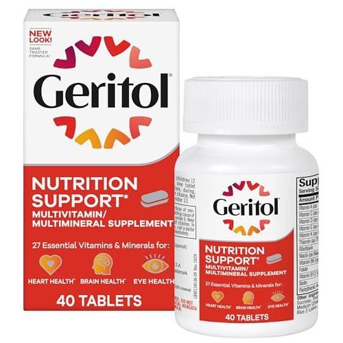 Geritol Multivitamin-Präparat mit B-Vitaminen, Antioxidantien, Vitamin C, E & D und Eisen – 27 essentielle Vitamine und Mineralien, glutenfrei, ohne Gentechnik, ohne künstliche Süßstoffe, 40 Tabletten