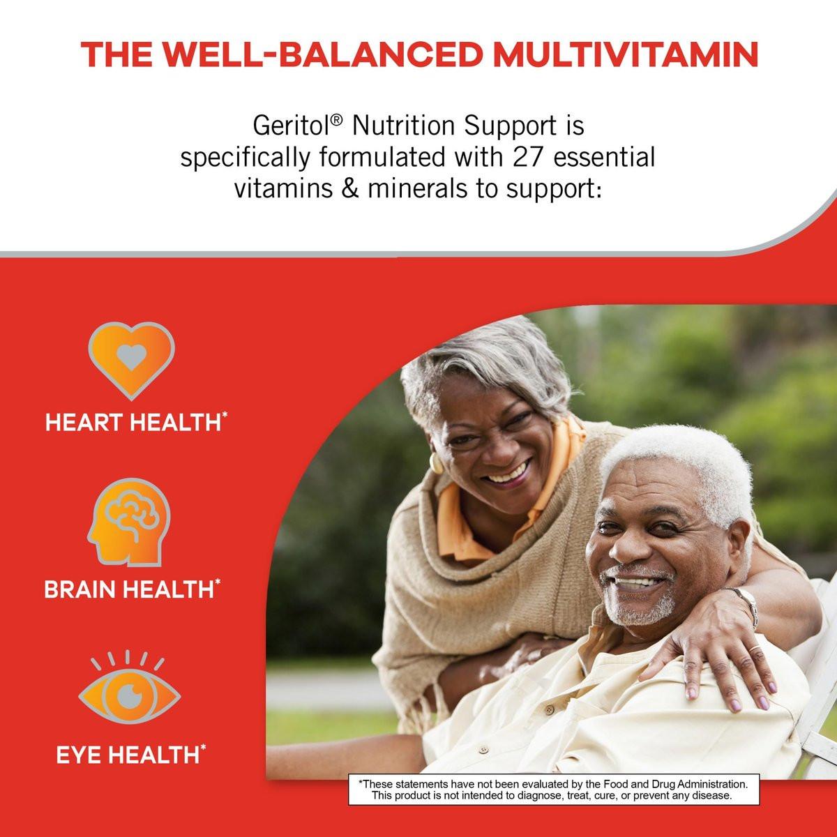 Geritol Multivitamin-Präparat mit B-Vitaminen, Antioxidantien, Vitamin C, E & D und Eisen – 27 essentielle Vitamine und Mineralien, glutenfrei, ohne Gentechnik, ohne künstliche Süßstoffe, 40 Tabletten