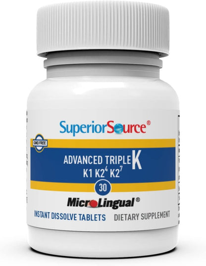 Superior Source Advanced Triple K – Knochengesundheit & Immununterstützung mit Vitamin K1 & K2, 30 Instant-Dissolve Tabletten
