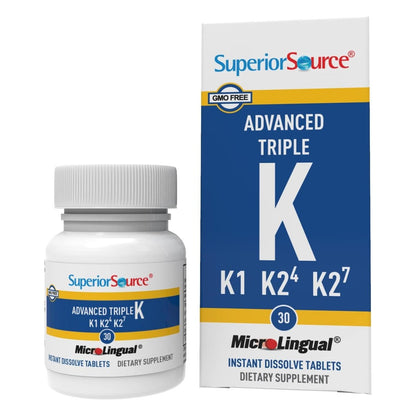 Superior Source Advanced Triple K – Knochengesundheit & Immununterstützung mit Vitamin K1 & K2, 30 Instant-Dissolve Tabletten