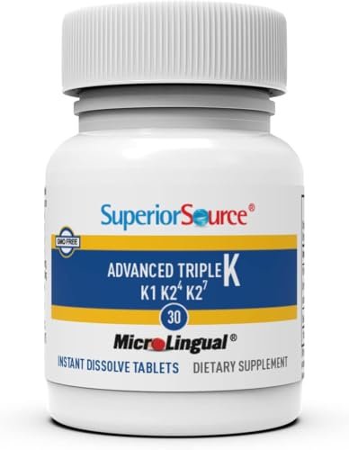 Superior Source Advanced Triple K – Knochengesundheit & Immununterstützung mit Vitamin K1 & K2, 30 Instant-Dissolve Tabletten