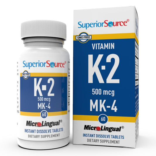 Superior Source Vitamin K2 500 mcg MK-4 – Sublingual-Tabletten für Knochenstärke und Kalziumaufnahme, 60 Stück