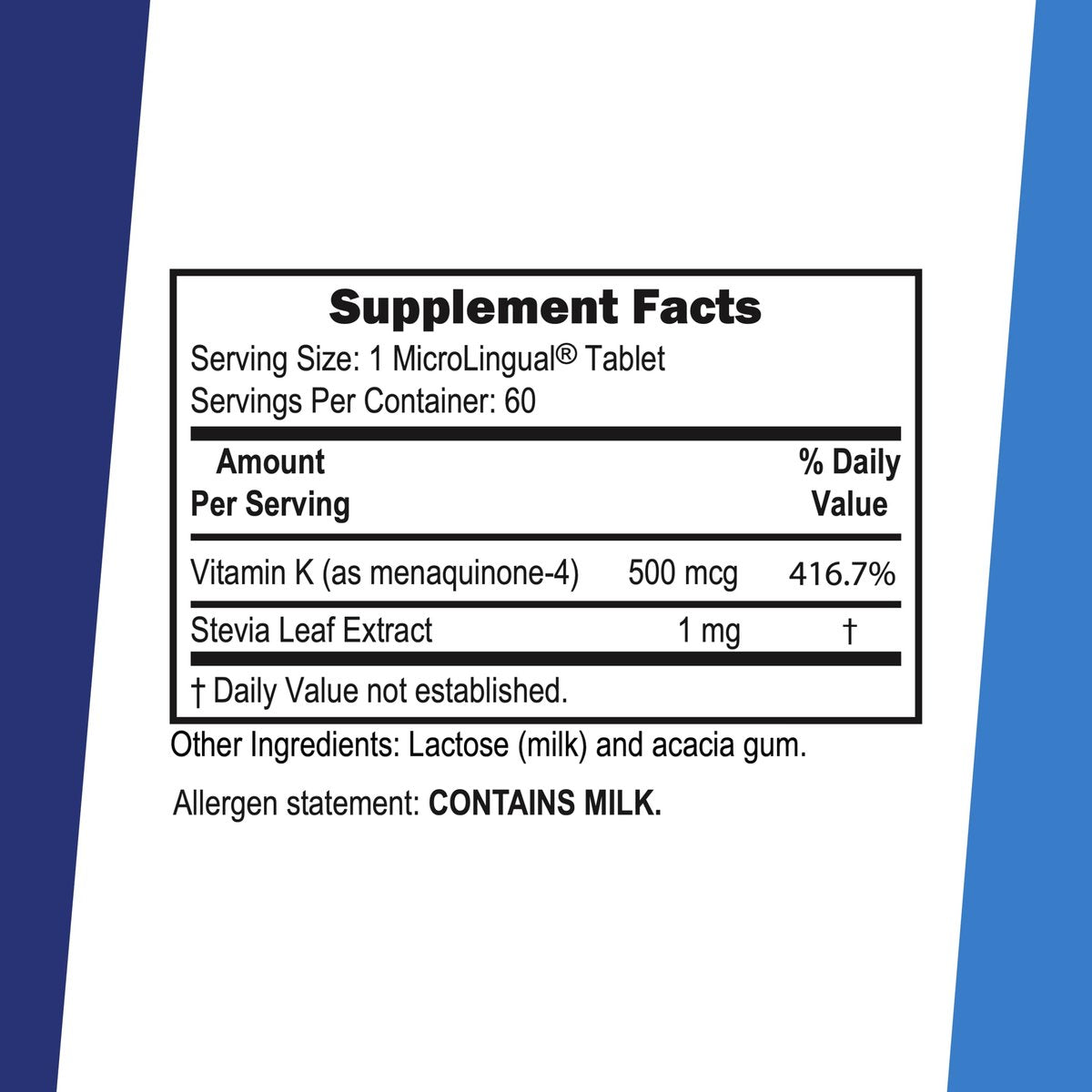Superior Source Vitamin K2 500 mcg MK-4 – Sublingual-Tabletten für Knochenstärke und Kalziumaufnahme, 60 Stück
