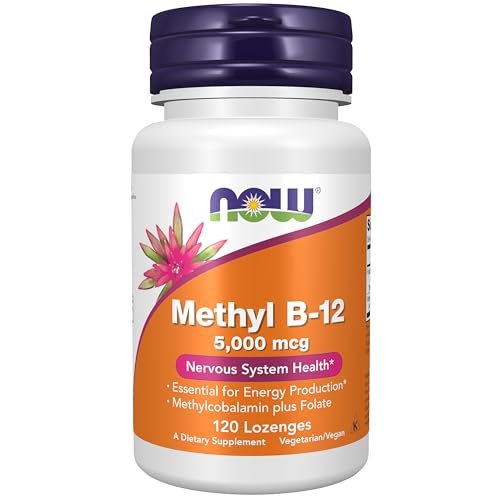 NOW Foods Methyl B-12 5.000 mcg Lutschtabletten – 120 Stück, Unterstützt die Nervengesundheit