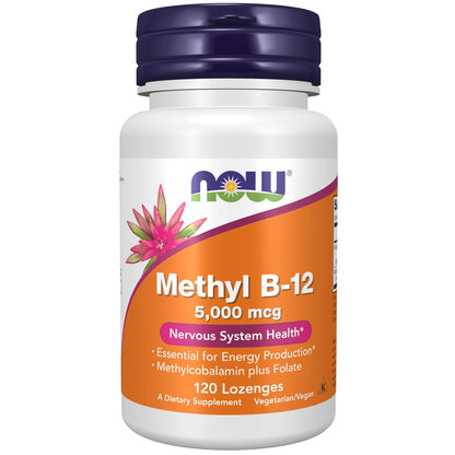 NOW Foods Methyl B-12 5.000 mcg Lutschtabletten – 120 Stück, Unterstützt die Nervengesundheit