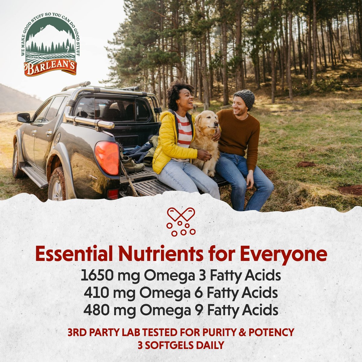 Barlean's Omega 3 6 9 Leinöl Kapseln, kaltgepresst, 1650 mg ALA Fettsäuren, 100 Stück