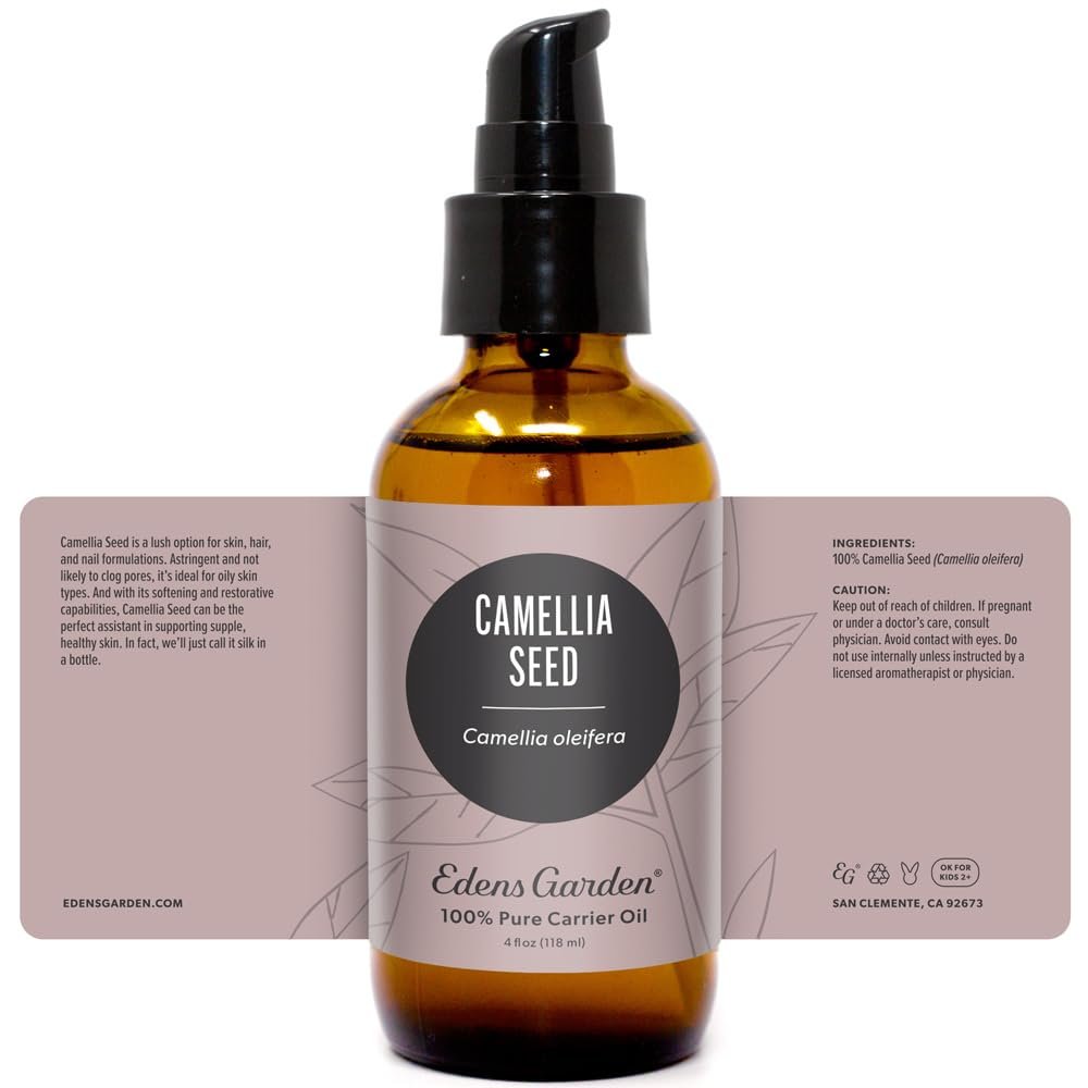 Edens Garden Kamelien-Samen-Trägeröl – 100 % reines, kaltgepresstes & hexanfreies, natürliches Feuchtigkeitsmittel für Gesicht, Haut, Haare, Kopfhaut & Nägel, zum Verdünnen ätherischer Öle & Massage 118 ml (4 fl oz)