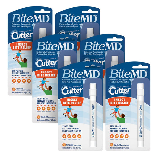 Cutter BiteMD Insektenstich-Stift zur Linderung – Analgetisch & Antiseptisch – 0,5 Fl Oz (6er-Pack)