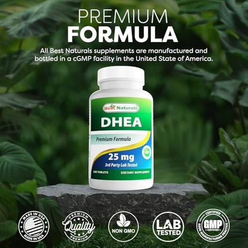 Best Naturals Dhea 25 mg Supplement – 240 Tabletten – Unterstützt ausgeglichene Hormonspiegel für Männer & Frauen – Fördert gesundes Altern – Hergestellt in den USA