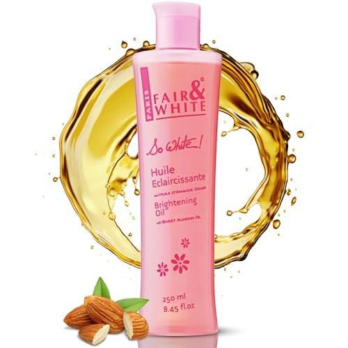 FAIR & WHITE So White Body Oil 250ml – Feuchtigkeitsspendendes Körperöl mit Vitamin E, Mandelöl und Lumiskin gegen Falten, Trockenheit und dunkle Flecken