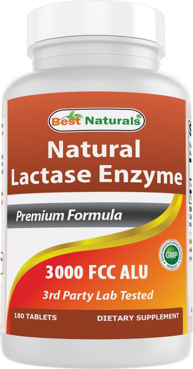 Best Naturals schnell wirkende Lactase-Enzym-Tabletten, 3000 FCC ALU, 180 Stück