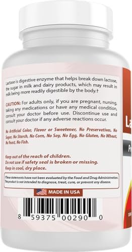 Best Naturals, Schnell wirkendes Laktase-Enzym, 3000 FCC ALU, 180 Tabletten (180er-Pack (2er-Pack))