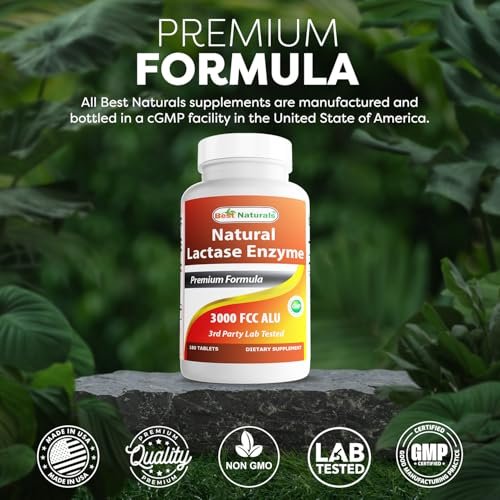 Best Naturals schnell wirkende Lactase-Enzym-Tabletten, 3000 FCC ALU, 180 Stück