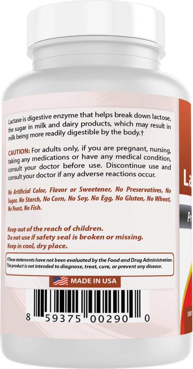 Best Naturals schnell wirkende Lactase-Enzym-Tabletten, 3000 FCC ALU, 180 Stück