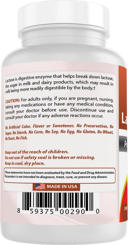 Best Naturals schnell wirkende Lactase-Enzym-Tabletten, 3000 FCC ALU, 180 Stück