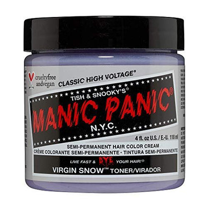 MANIC PANIC Virgin Snow Haartoner – Blauer Semi-Permanenter Toner für blondes, gebleichtes & orangestichiges Haar – Vegan, PPD- & Ammoniakfrei