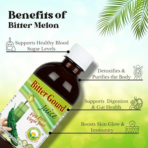 Basic Ayurveda Bittergurken (Karela) Saft | 960 ml | Natürlicher Bittermelonen-Saft zur Entgiftung | Pflanzliches ayurvedisches Kräutergetränk für Lebergesundheit, Verdauung & Immunität