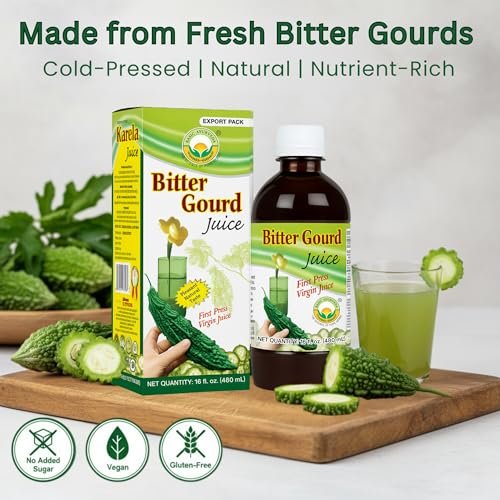 Basic Ayurveda Bittergurken (Karela) Saft | 960 ml | Natürlicher Bittermelonen-Saft zur Entgiftung | Pflanzliches ayurvedisches Kräutergetränk für Lebergesundheit, Verdauung & Immunität