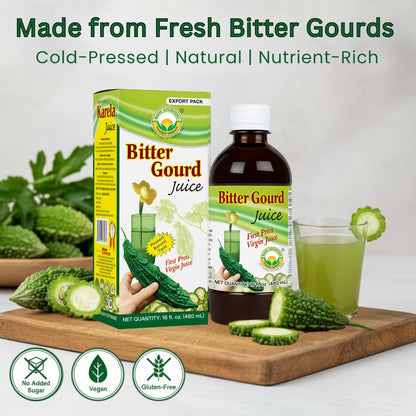 Basic Ayurveda Bittergurken (Karela) Saft | 960 ml | Natürlicher Bittermelonen-Saft zur Entgiftung | Pflanzliches ayurvedisches Kräutergetränk für Lebergesundheit, Verdauung & Immunität