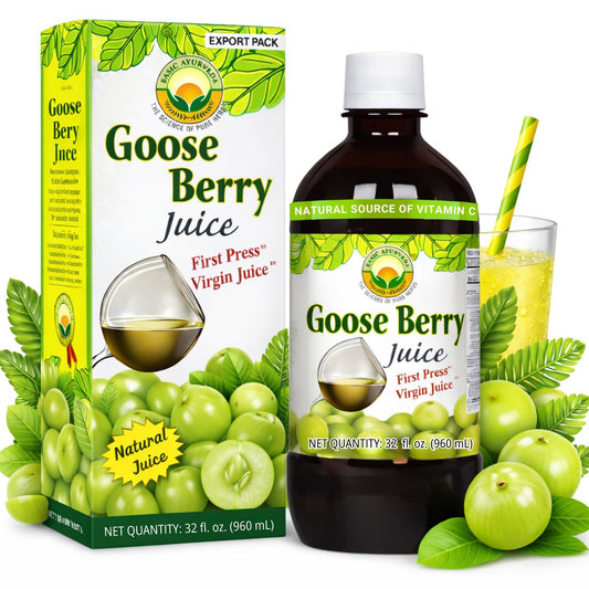 Basic Ayurveda Amla (Gooseberry) Saft | 960 ml | Reich an natürlichem Vitamin C für Immunität, Hautglanz & Haargesundheit | Pflanzliche Entgiftung & tägliches ayurvedisches Wellnessgetränk | Ohne Zuckerzusatz