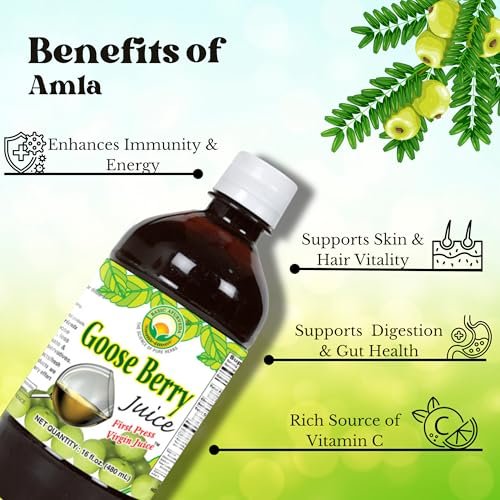 Basic Ayurveda Amla (Gooseberry) Saft | 960 ml | Reich an natürlichem Vitamin C für Immunität, Hautglanz & Haargesundheit | Pflanzliche Entgiftung & tägliches ayurvedisches Wellnessgetränk | Ohne Zuckerzusatz