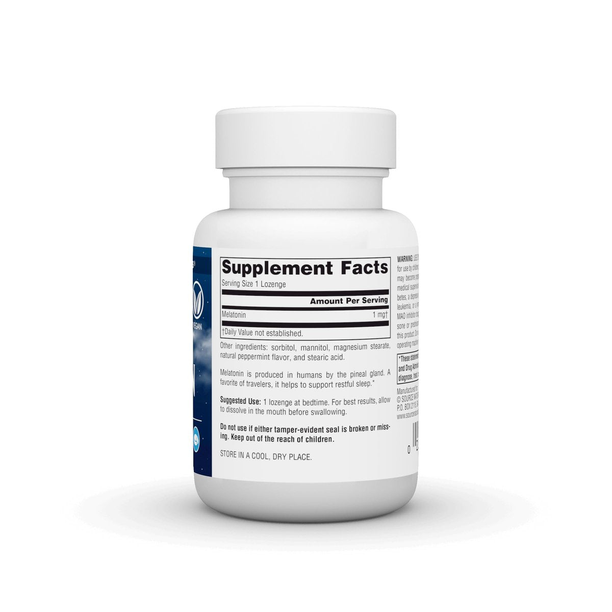 Source Naturals Melatonin 1 mg - 100 Minzgeschmack Lutschtabletten zur Schlafförderung