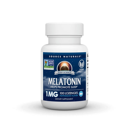 Source Naturals Melatonin 1 mg - 100 Minzgeschmack Lutschtabletten zur Schlafförderung