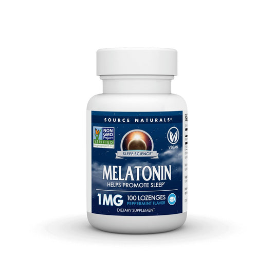 Source Naturals Melatonin 1 mg - 100 Minzgeschmack Lutschtabletten zur Schlafförderung